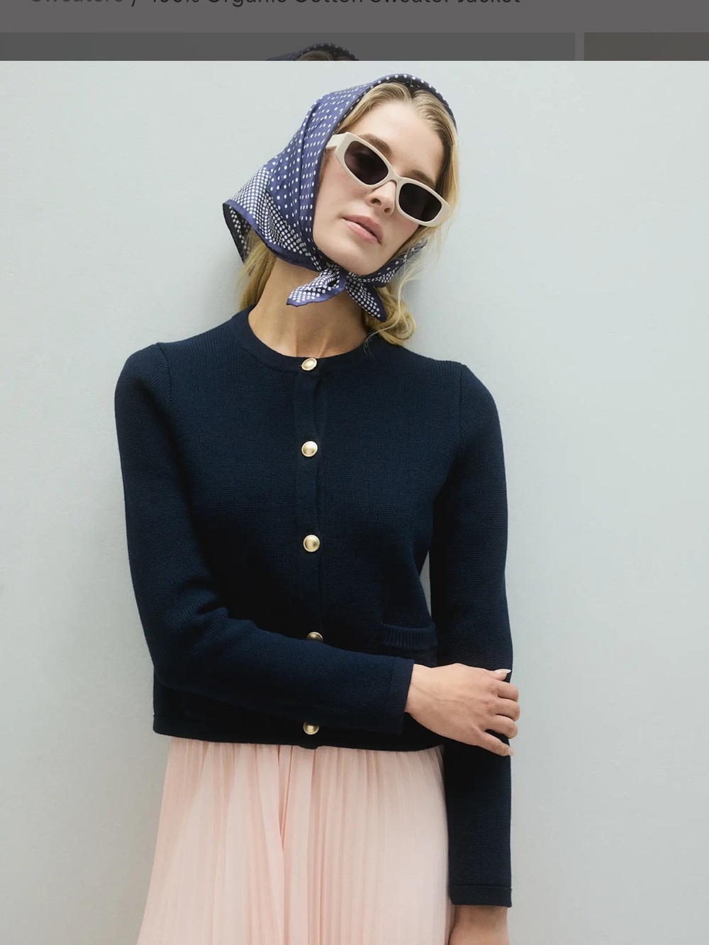 Quince Navy Blue Button-Up Cardigan Sweater / Jacket (M)